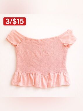 Candie’s Peach Smocked Babydoll Tank Top Ruffle Cami XL Summer